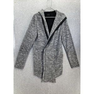 Urban Black Women's Cardigan Open Front Hooded Long Sleeve Marled Sweater
